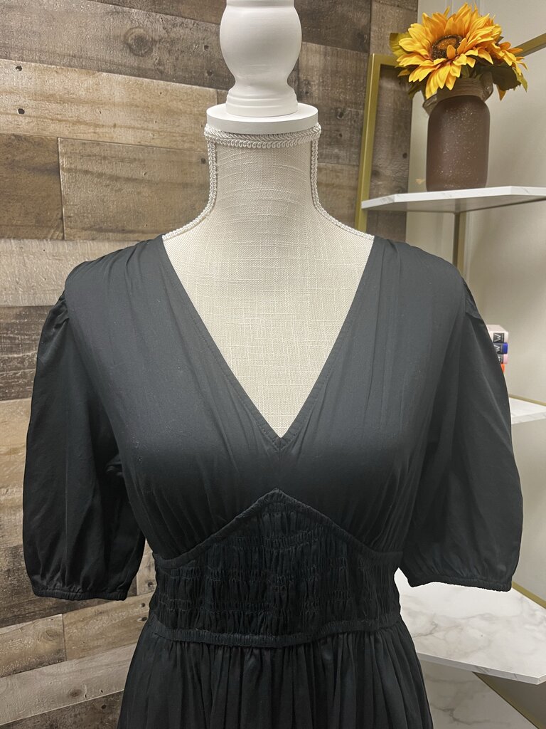 GAP Black V Neck Dress with Ruffles