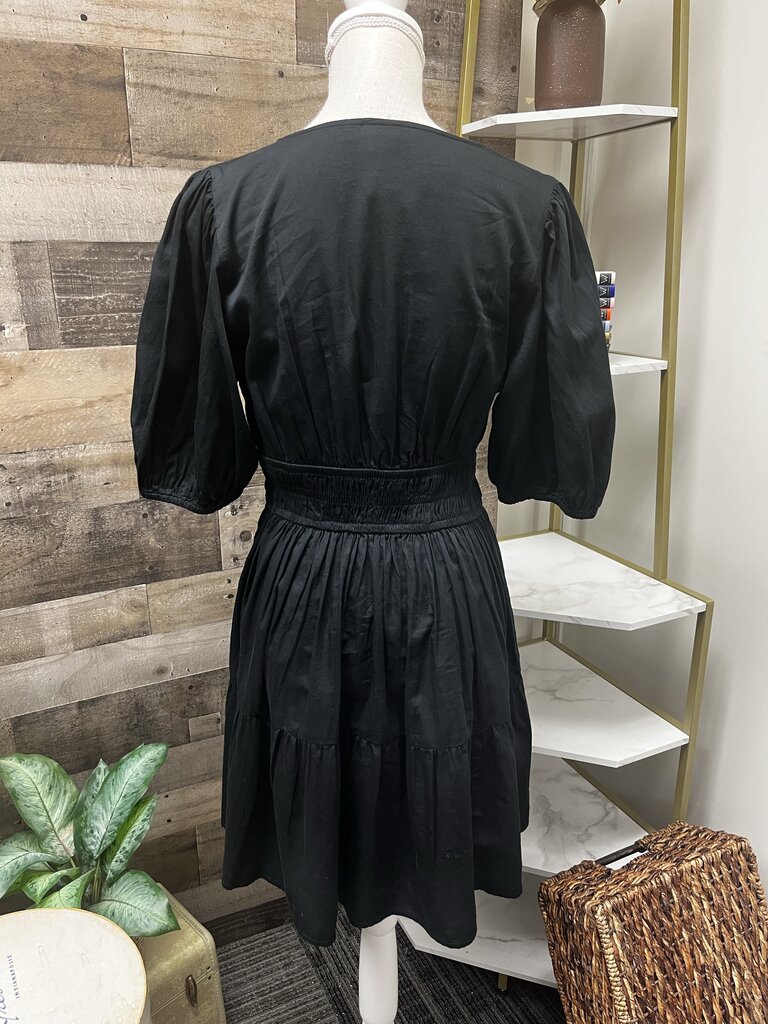 GAP Black V Neck Dress with Ruffles