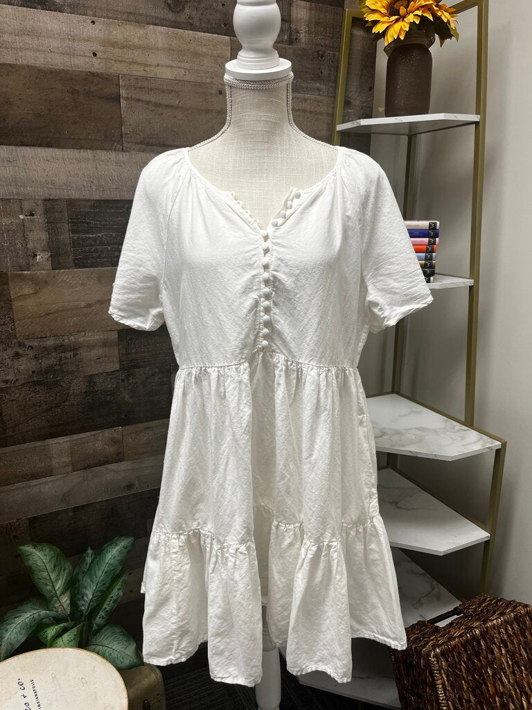 Madewell Linen-Blend Flutter-Sleeve Tiered Mini Dress