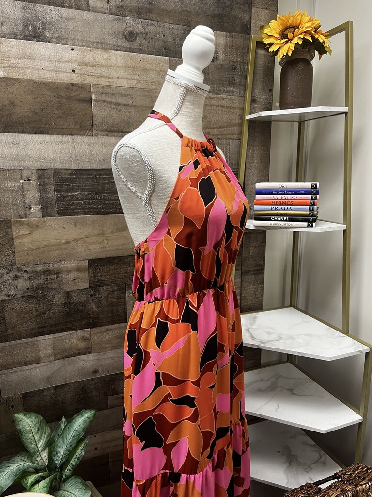 Anthropologie Sanctuary Printed Backless Halter Maxi Dress