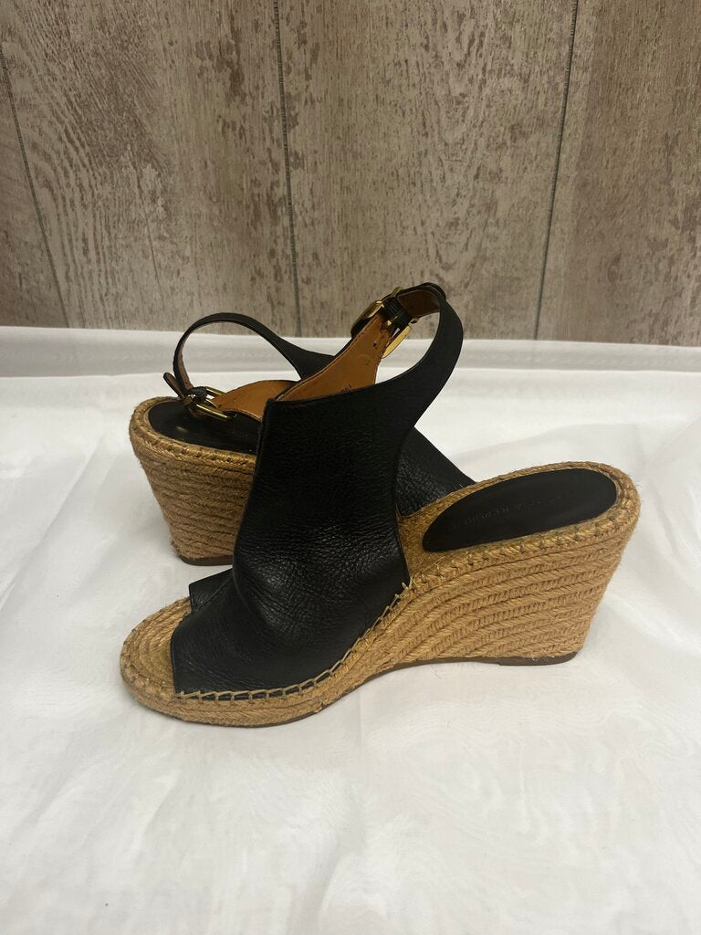 BANANA REPUBLIC Black Leather Espadrille Wedges