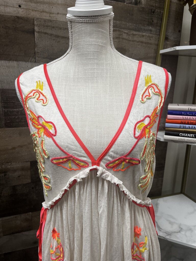 Free People Cream Floral Embroidered Dress
