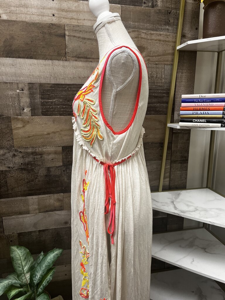 Free People Cream Floral Embroidered Dress