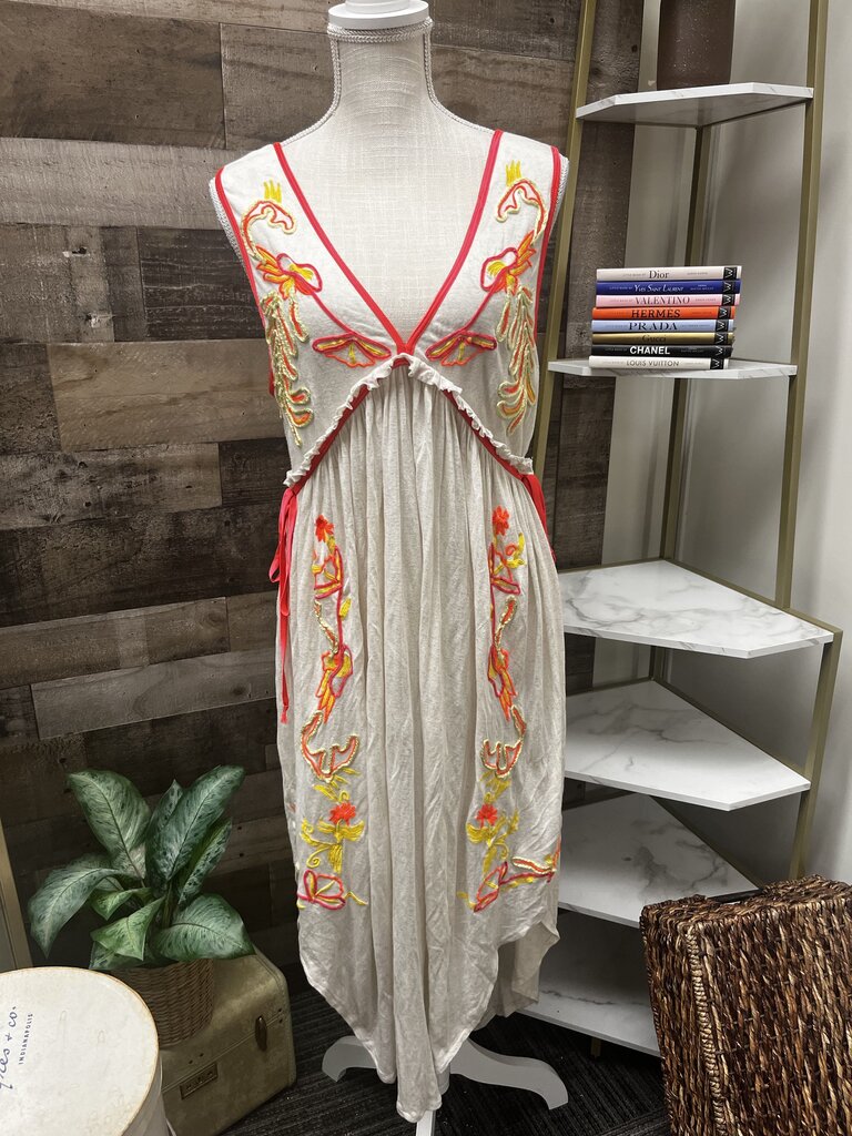 Free People Cream Floral Embroidered Dress