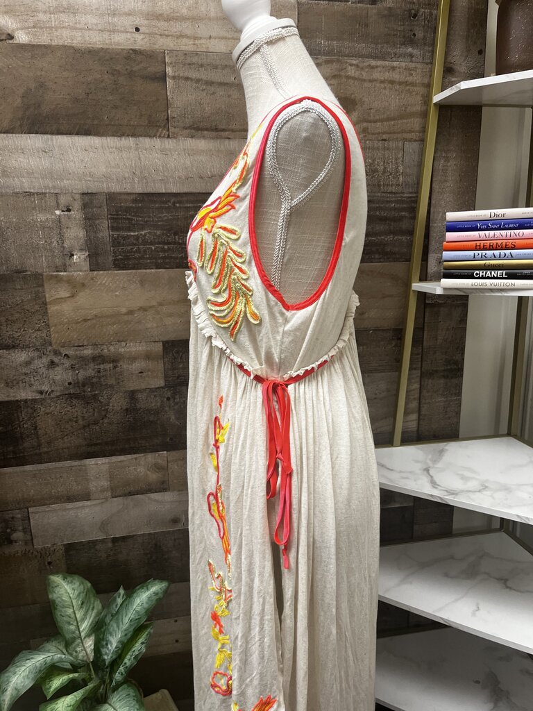 Free People Cream Floral Embroidered Dress