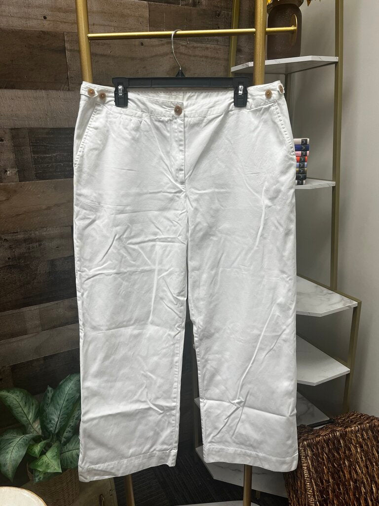 Land's End White Button Pocket Wide Leg Jeans