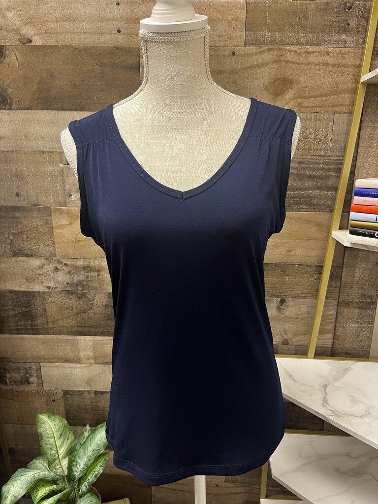 New York & Co Stretch Navy Blue Sleeveless Top
