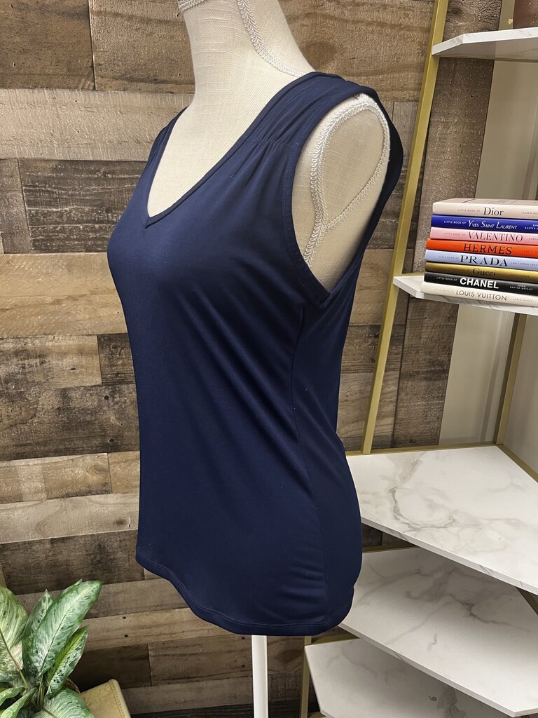 New York & Co Stretch Navy Blue Sleeveless Top