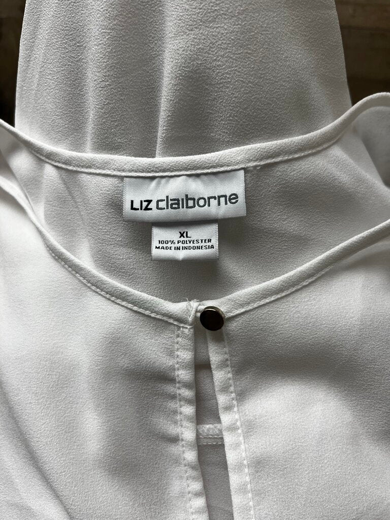 Liz Claiborne White Ruffle Sleeveless Blouse