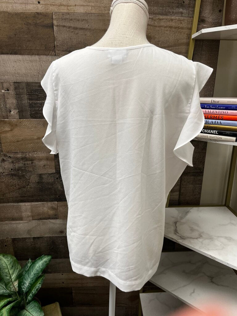 Liz Claiborne White Ruffle Sleeveless Blouse