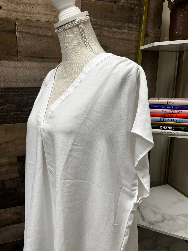 Banana Republic White Short Sleeve V Neck Blouse