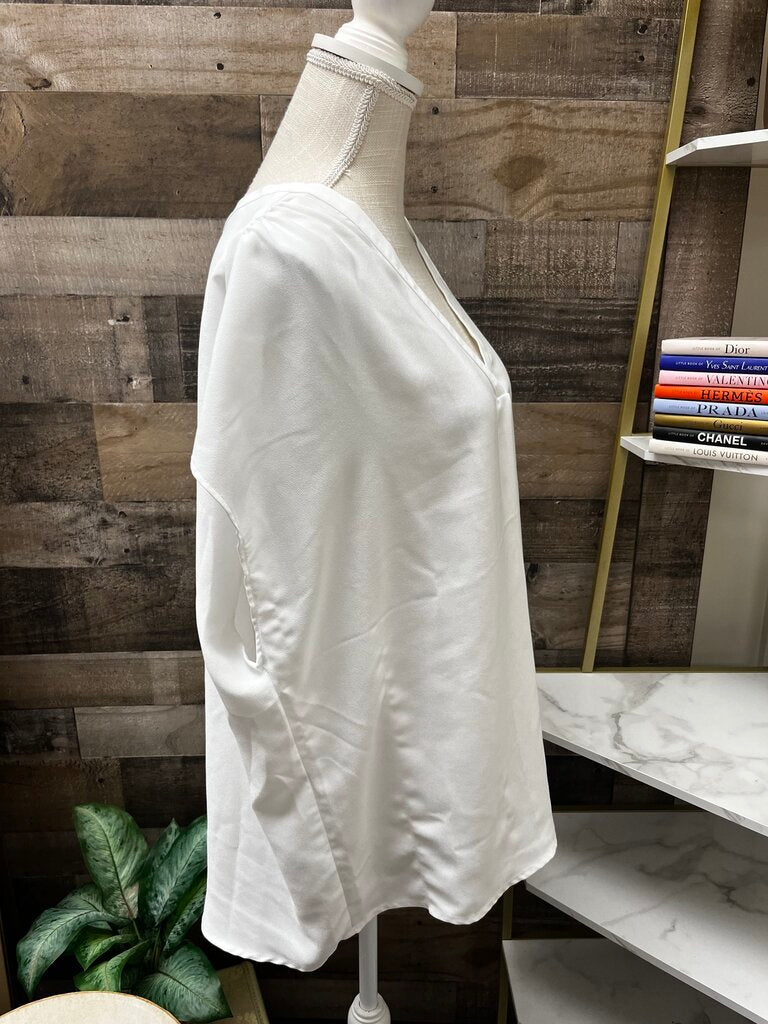 Banana Republic White Short Sleeve V Neck Blouse