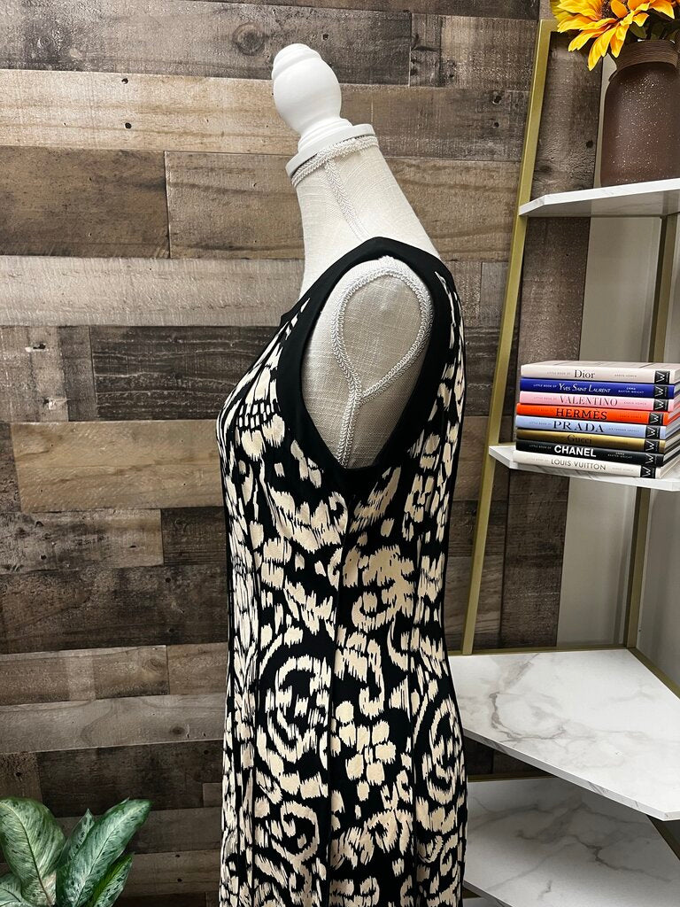 NWT Perceptions NY Black/Creme Pleated Sleeveless Dress