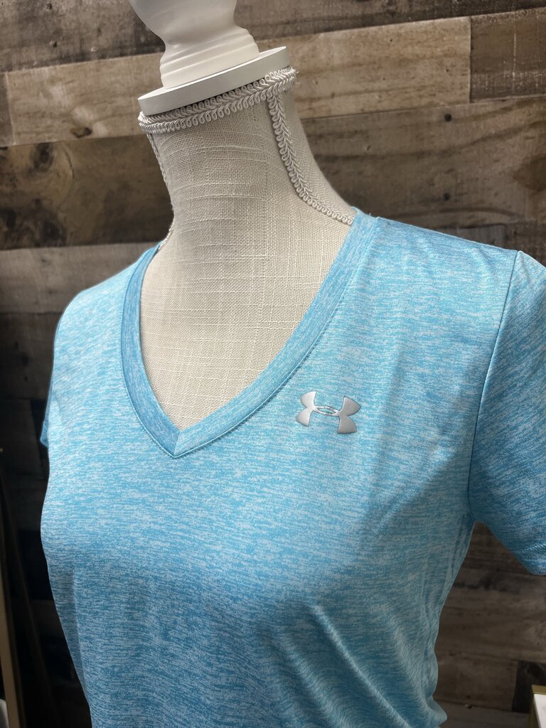 Under Armour Light Blue Semi Fitted V Neck Heatgear Tee