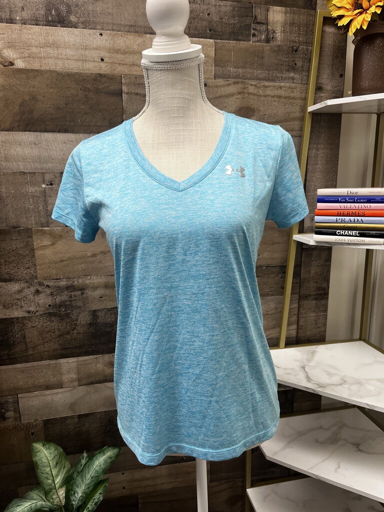 Under Armour Light Blue Semi Fitted V Neck Heatgear Tee
