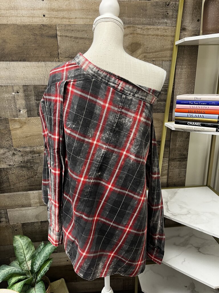 ZARA WOMAN Plaid Asymmetrical Button Down Long Sleeve Shirt