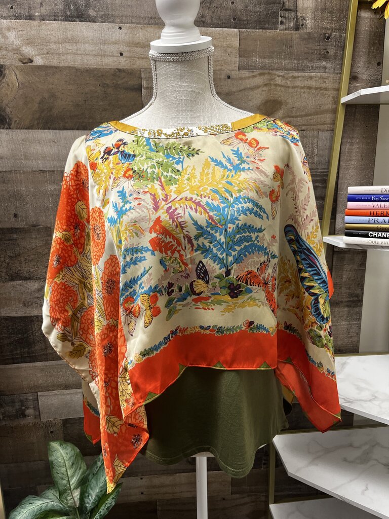 TINY Multicolor Floral Cape Poncho w/ Built-In Tank