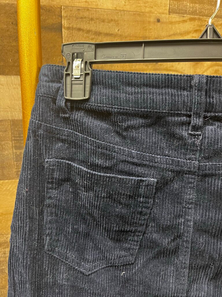 Indigo Rein Dark Blue Corduroy Mini Skirt Button Fly Frayed Hem