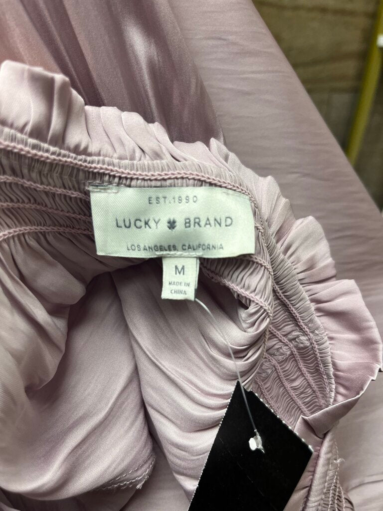 Lucky Brand Rose Pink Ruffle Long Sleeve Blouse