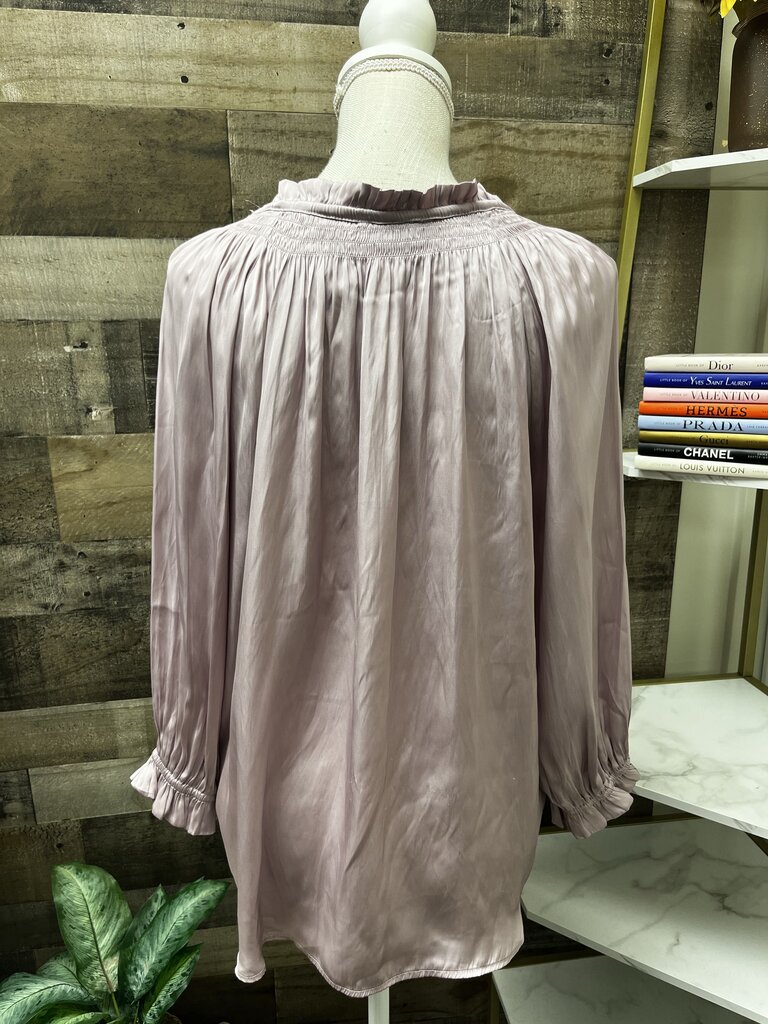 Lucky Brand Rose Pink Ruffle Long Sleeve Blouse