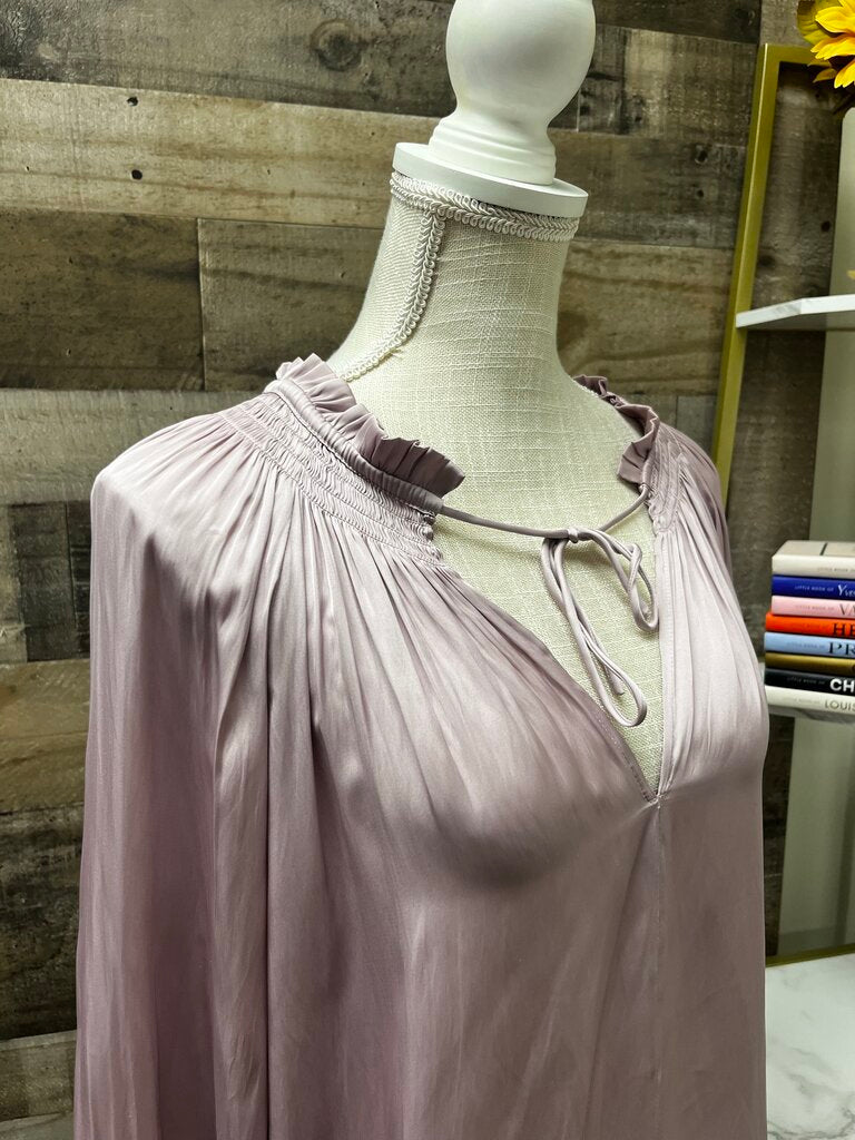 Lucky Brand Rose Pink Ruffle Long Sleeve Blouse