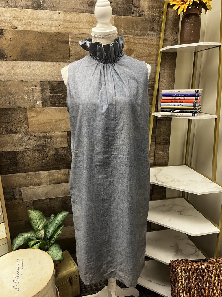 Chambray Banana Republic Ruffle Neck Sleeveless Dress