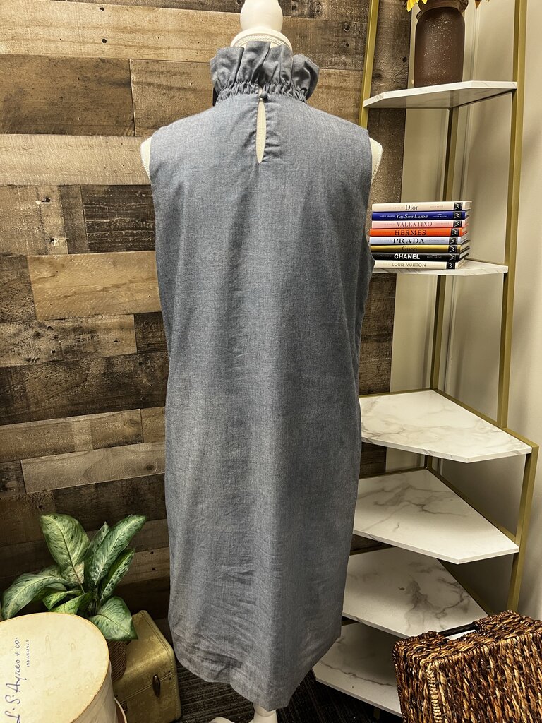 Chambray Banana Republic Ruffle Neck Sleeveless Dress