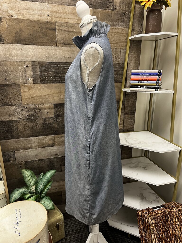 Chambray Banana Republic Ruffle Neck Sleeveless Dress