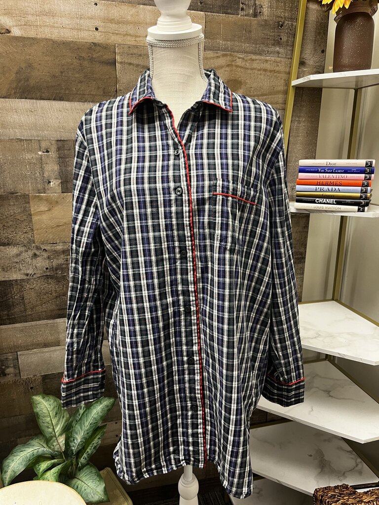 Gap Body Plaid Oversized Long Sleeve Button Down