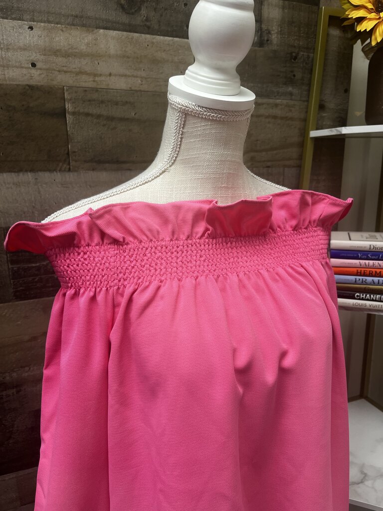 NWT Tuckernuck Marguerite Ruffle Off Shoulder Blouse in Hot Pink