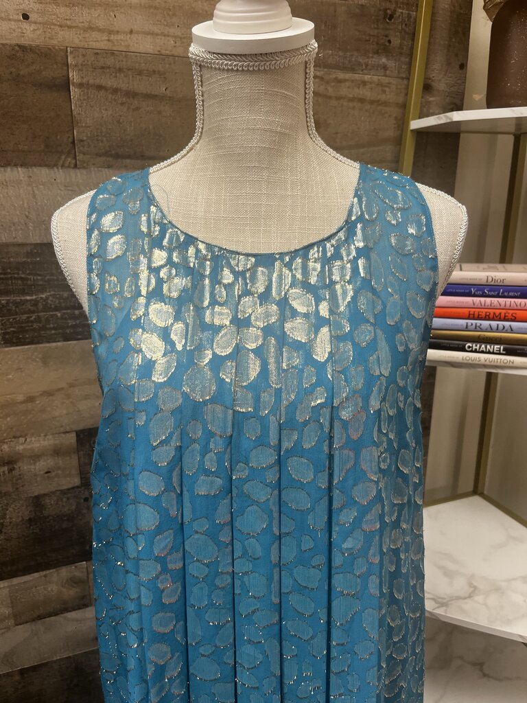 S+B Silk and Metallic Tank Shift Dress
