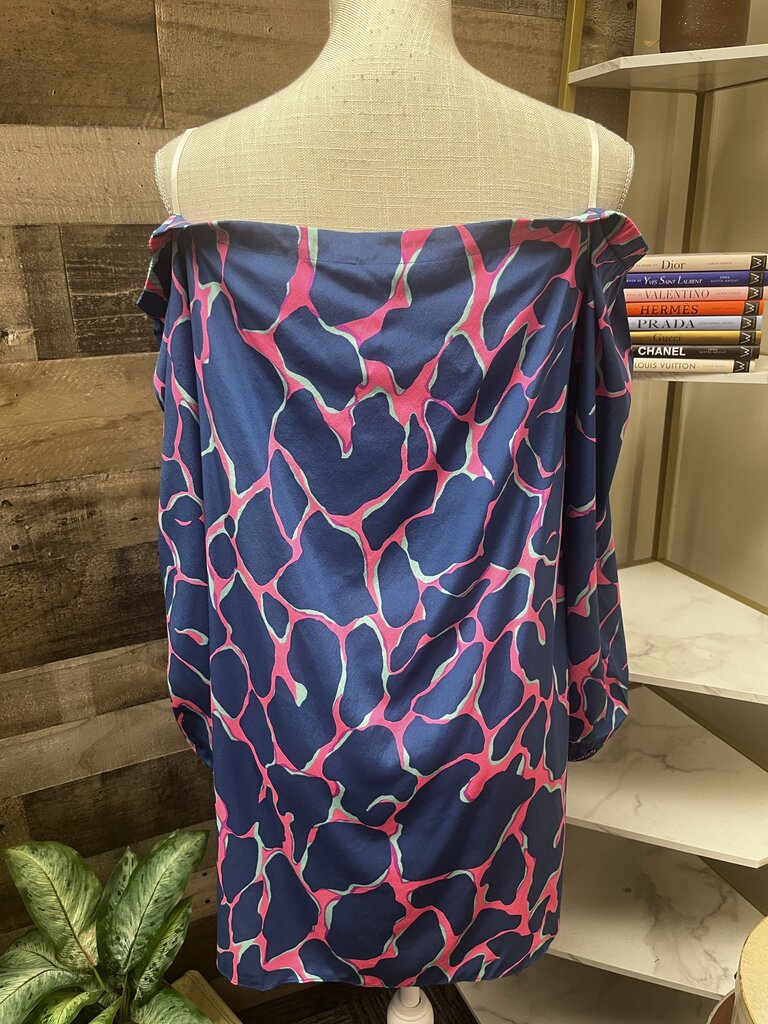 Lilly Pulitzer Off-the-Shoulder Blue Patterned Top