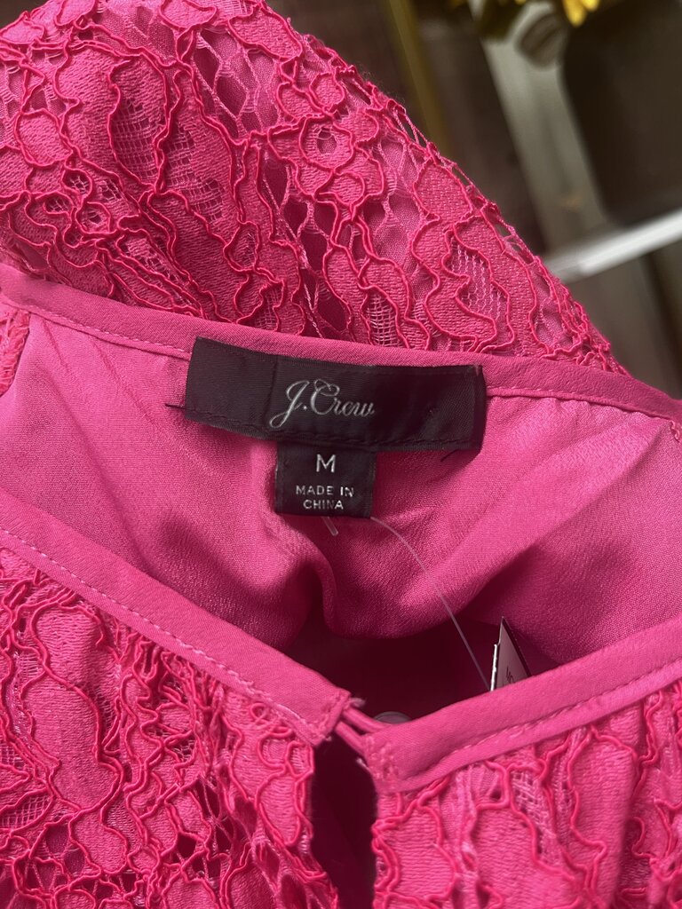 J.Crew Pink Lace Keyhole Top