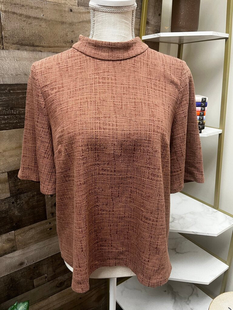 Anthropologie Current Air Brown Tie Back Flutter Sleeve Blouse